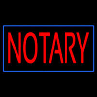 Red Notary Blue Border Neon Sign