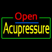 Red Open Acupressure Green Border Neon Sign