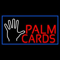 Red Palm Cards Blue Border Neon Sign