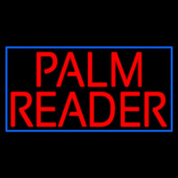 Red Palm Reader Block Blue Border Neon Sign