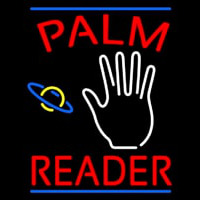 Red Palm Reader Blue Line Neon Sign