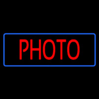 Red Photo Blue Border Neon Sign