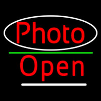 Red Photo With Open 3 Neon Sign