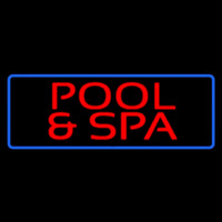 Red Pool And Spa Blue Border Neon Sign