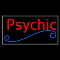 Red Psychic Blue Line White Border Neon Sign