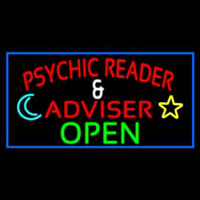 Red Psychic Reader And Advisor With Open Neon Sign