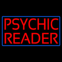 Red Psychic Reader Blue Border Neon Sign