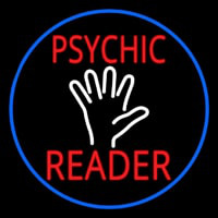 Red Psychic Reader White Palm And Blue Border Neon Sign