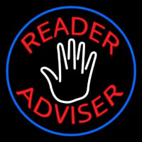 Red Reader Advisor And White Palm Blue Border Neon Sign