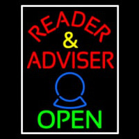 Red Reader And Advisor Open Neon Sign