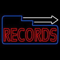 Red Records Block With White Arrow 3 Neon Sign