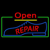 Red Repair Shoe Logo Open Neon Sign