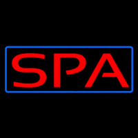 Red Spa Blue Border Neon Sign