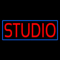 Red Studio Blue Border Neon Sign