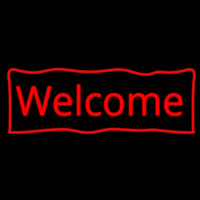 Red Welcome With Outline Neon Sign