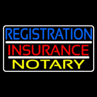 Registration Insurance Notary White Border And Lines Neon Sign