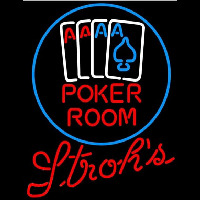 Strohs Poker Room Beer Sign Neon Sign