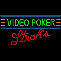 Strohs Video Poker Beer Sign Neon Sign