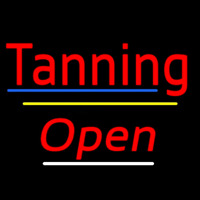 Tanning Open Yellow Line Neon Sign