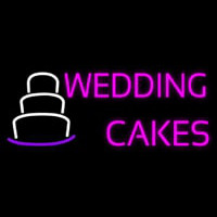 Wedding Cakes In Pink Neon Sign