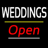 Weddings Open Yellow Line Neon Sign