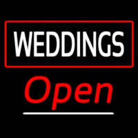 Weddings White Open Red Neon Sign