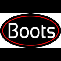 White Boots Red Border Neon Sign