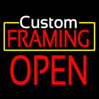 White Custom Red Framing Open Neon Sign