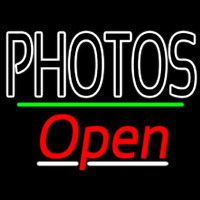 White Double Stroke Photo Open 3 Neon Sign