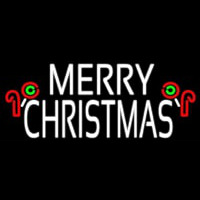 White Merry Christmas With Candy Stick Neon Sign