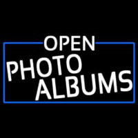 White Open Photo Albums With Blue Border Neon Sign