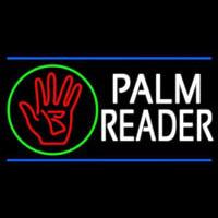 White Palm Reader With Logo Blue Line Neon Sign