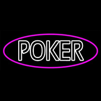 White Poker With Oval Neon Sign