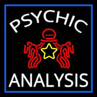 White Psychic Analysis With Logo And Blue Border Neon Sign