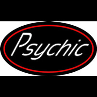 White Psychic Red Border Neon Sign