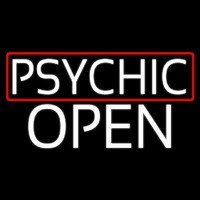 White Psychic Red Border Open Neon Sign