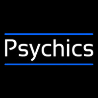 White Psychics With Blue Line Neon Sign