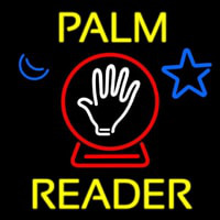 Yellow Palm Reader With Crystal Neon Sign