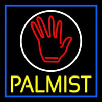 Yellow Palmist Block With Logo Blue Border Neon Sign