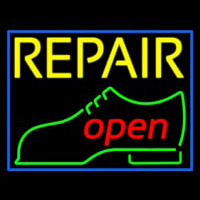 Yellow Repair Shoe Logo Open Neon Sign