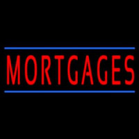 Red Mortgages Blue Lines Neon Sign