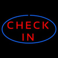 Check In Oval Blue Neon Sign