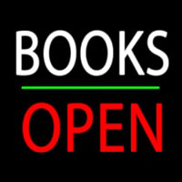 Books Block Open Green Line Neon Sign