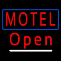 Motel With Blue Border Open Neon Sign