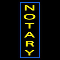 Vertical Yellow Notary Blue Border Neon Sign