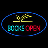 Books Red Open Neon Sign