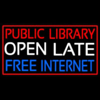 Public Library Open Late Free Internet Neon Sign