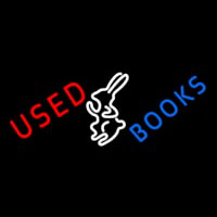 Used Books With Rabbit Logo Neon Sign