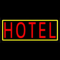 Hotel With Yellow Border Neon Sign