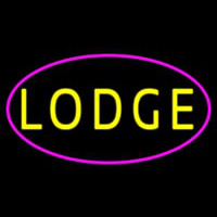 Yellow Lodge With Pink Border Neon Sign